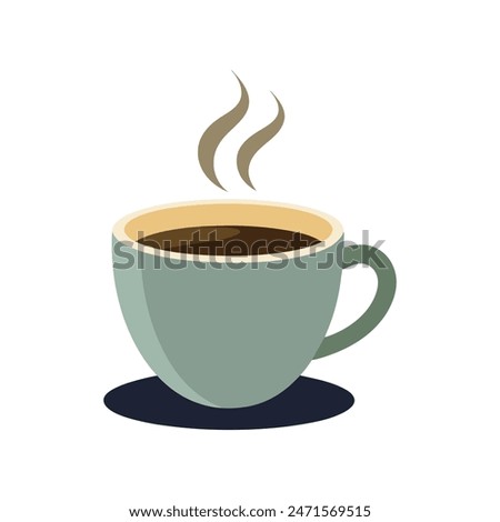 Coffee or tea cup mug evaporation vapour flat vector illustration