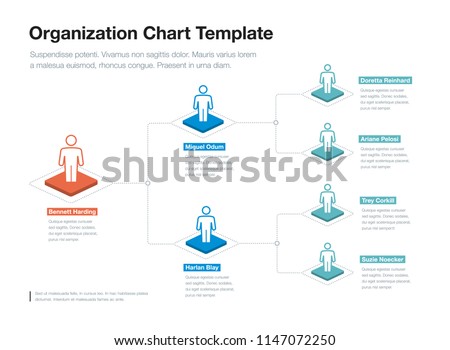 Simple company organization hierarchy chart template with place for your content. Easy to use for your website or presentation.