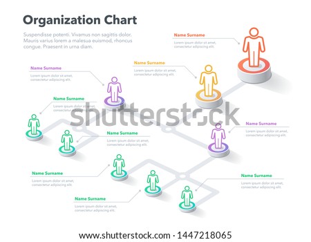 Modern simple company organization hierarchy chart template with place for your content. Easy to use for your website or presentation.