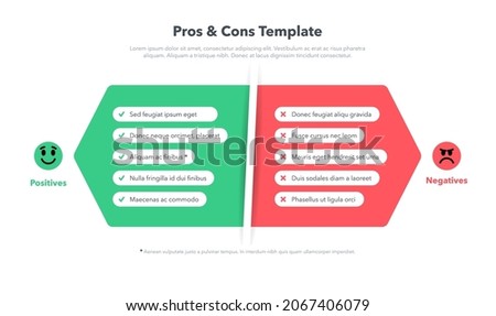 Simple pros and cons template with place for your content. Easy to use for your website or presentation.