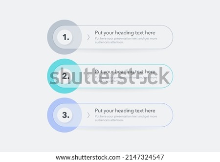 Modern diagram with three steps with numbers and a place for your text. Easy to use for your website or presentation.