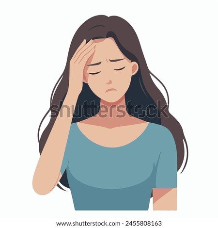 Vector a woman with her hand on her head and her head is crying