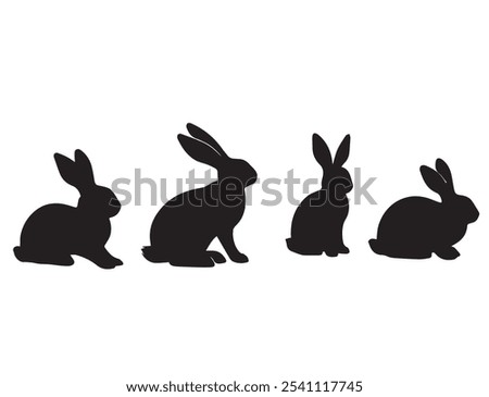 A seated rabbit silhouette in profile, with upright ears and a small, rounded tail. The front paws are slightly forward, creating a peaceful and observant posture. The fill color is a warm brown, lend