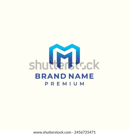 modern letter m logo vector for technology development construction business brand