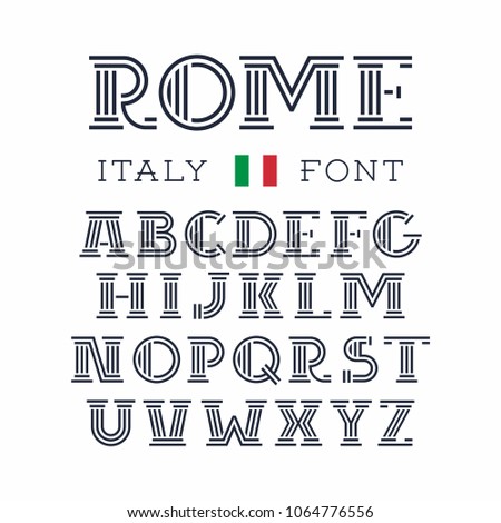 Italy font. Vector alphabet with latin letters