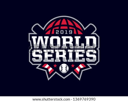 Modern professional emblem logo world series for baseball games
