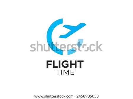 time with plane logo. clock traveling simple creative symbol icon design