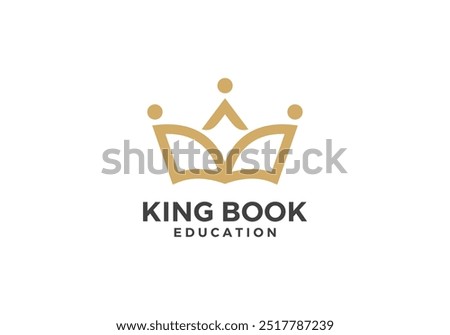 crown with book logo design. education vector symbol template