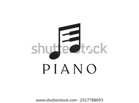 piano key with music notes composer logo design