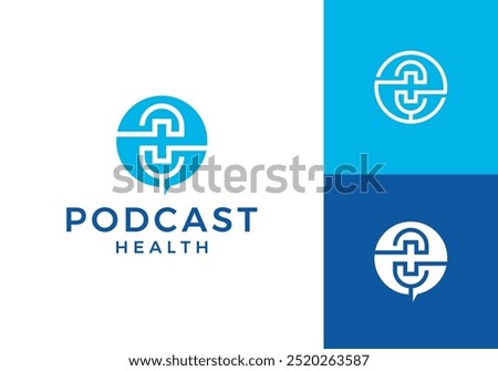 podcast health care logo design template	
