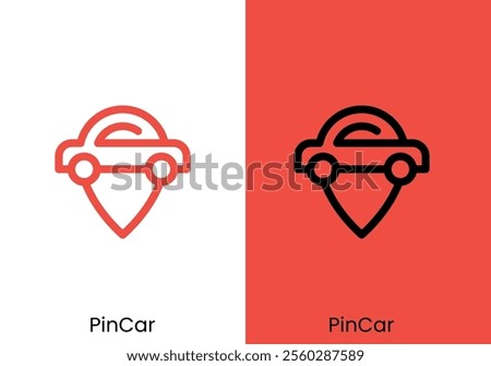 simple pin and car logo. online transportation symbol design vector