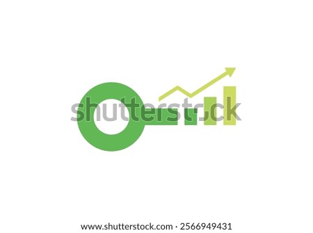 arrow chart with key logo design. creative diagram finance symbol icon vector