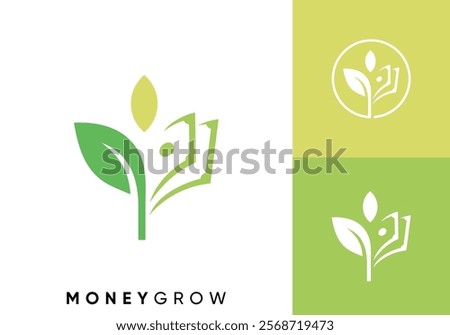 money grow investment leaf tree logo design vector