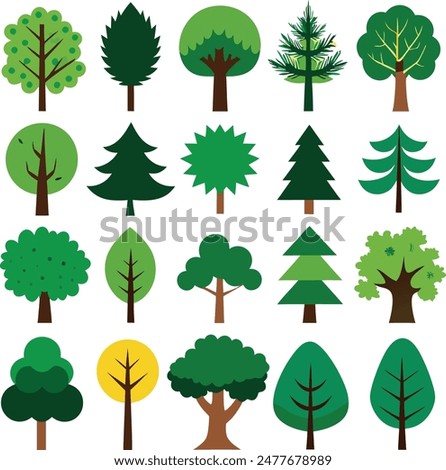 Collection of flat trees Icon. Can be used to illustrate any nature or healthy lifestyle topic.....