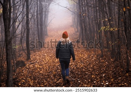 Similar – Image, Stock Photo A mysterious woman in light purple cardigan over blue and white patterned dress partially veils her arms crossed in front of her chest her face and dark hair with a mauve taupe colored scarf in front of rust and mint colored old walls