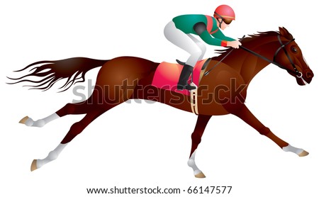 Derby, Equestrian Sport Horse And Rider In Vector, Racing, Jockey ...