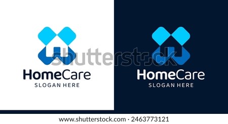 Home care logo design template. House building logo with a cross medical. Clinic house for the health care graphic icon symbol vector.