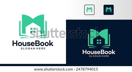 Study at home Logo Design. Book logo with house building design graphic symbol icon vector