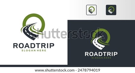 Road trip logo design. Road logo with pin location design graphic symbol icon vector