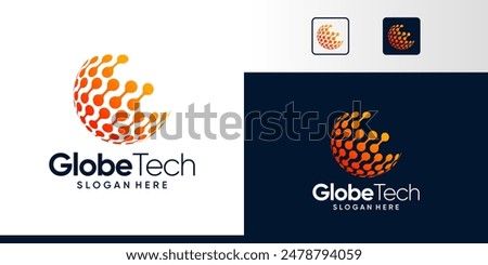 Globe tech Logo Design. Abstract Globe logo with technology connections design graphic symbol icon vector