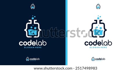 Modern coding lab logo design icon.