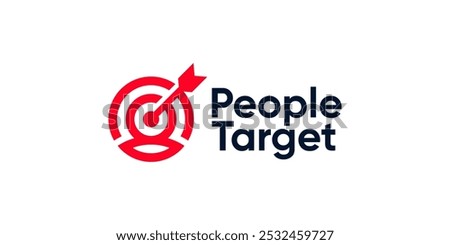 Target logo design. Arrow right on target with people design graphic symbol icon vector.