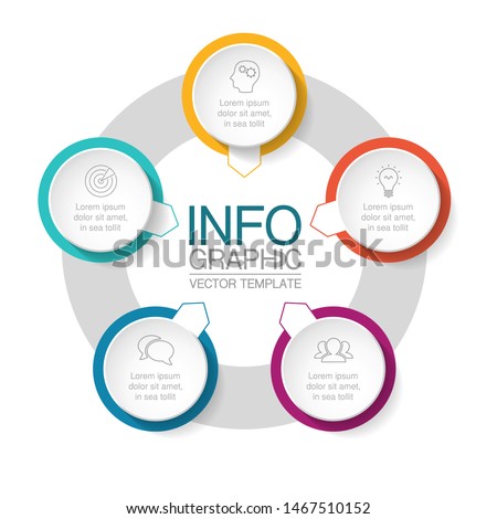 Vector circular infographic diagram, template for business, presentations, web design, 5 options.