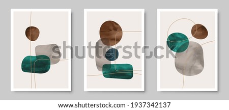 Set of trendy contemporary abstract creative hand painted compositions for wall decoration, postcard or brochure cover design in vintage style art.  
EPS10 vector.
