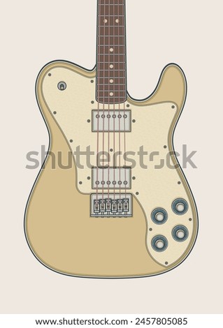 Detailed vector illustration of deluxe solid body electric guitar