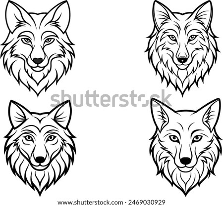 fox head line art vector illustration 