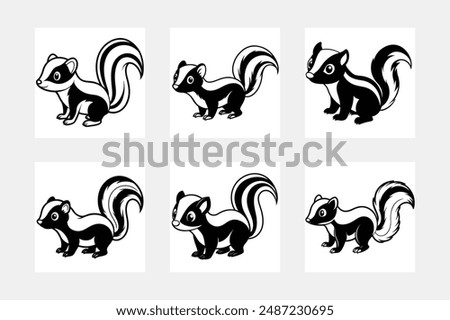 Baby skunk outline vector illustration