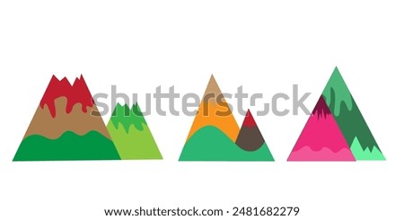 mountain concept logo full of natural colors with three color