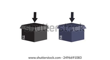 Box icon set. Product package cardboard shipping parcel box icon collection. box vector sign. Open empty cube package.