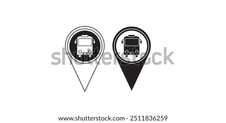 Bus stop icon. Vector bus location sign. Rounded bus station symbol.