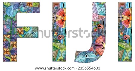 Fiji is an island country in Melanesia, part of Oceania in the South Pacific Ocean. Vector decorative zentangle object.