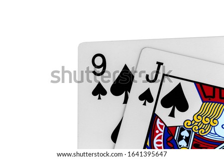 card 9 J spades isolated on white background. Zdjęcia stock © 