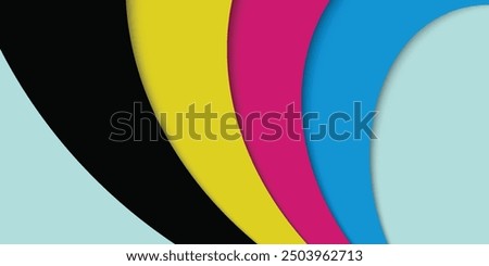 Abstract cmyk wavy background. Modern corporate desing wallpaper. Overlap sheets of paper in cmyk colors