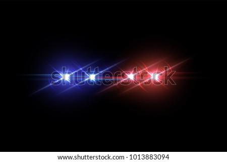 Police car flash effect on dark background. Vector illustration.