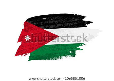 Vector brush painted Jordan flag. Hand drawn style flag of Jordan.