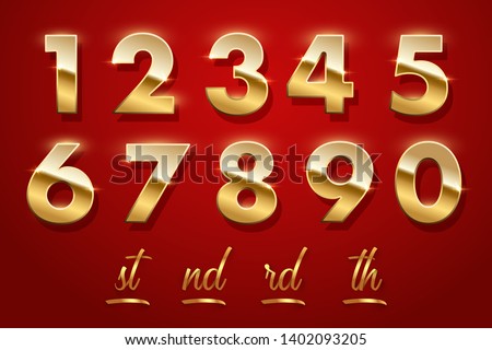 Birthday golden numbers and ending of the words isolated on red background. Vector design elements Stockfoto © 