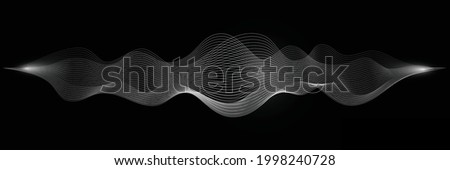 Abstract audio sound wave background. White voice or music signal waveform vector illustration. Digital beats of volume soundwave. Graphic electronic curve shape.