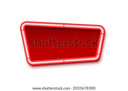 Retro announcement board sign. Cinema billboard or theatre signage, jackpot in lottery victory vector illustration. Red commercial sign board with light neon bulbs on white background.