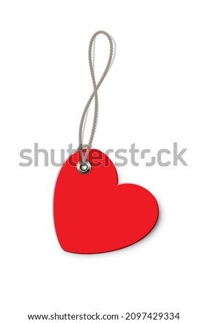 Red heart with string isolated on white background. Vector design element
