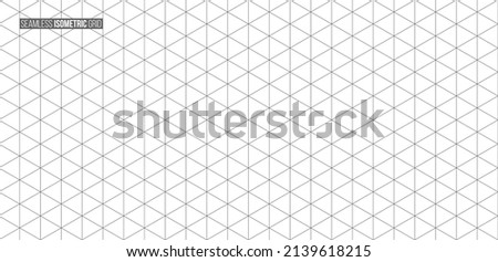Abstract isometric grid vector seamless pattern. Black and white thin line triangles texture. Monochrome geometric mosaic minimalistic background. Plotting hexagonal, triangular ruler for drafting
