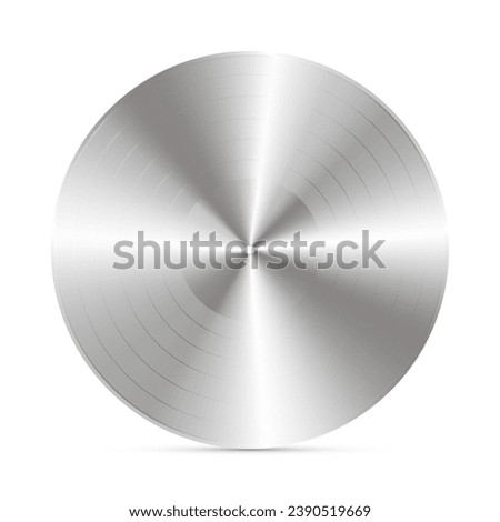 Realistic silver vinyl disc vector illustration isolated on white background. Music record album. Highest award for musicians. Songs and singers reward. Old technology, retro design, top charts.