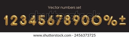 Birthday golden balloon numbers isolated on black background. Set of gold yellow isolated numbers. Bright metallic 3D realistic vector design elements for anniversary, celebration, party, sale.