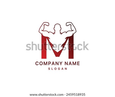 M Gym logo fitness bodybuilding muscles illustration