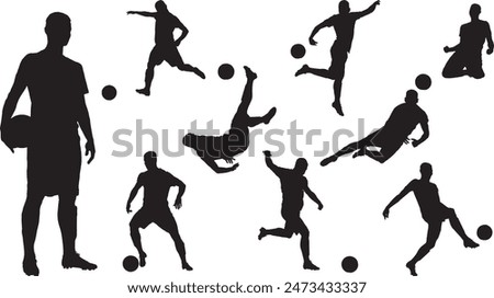 A set of Soccer players Silhouettes