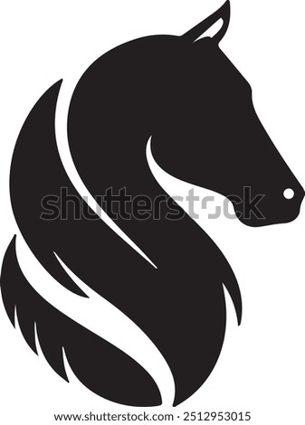 A striking all-black logo of a powerful horse in mid-gallop, capturing elegance and strength with minimalist precision and dynamic motion.