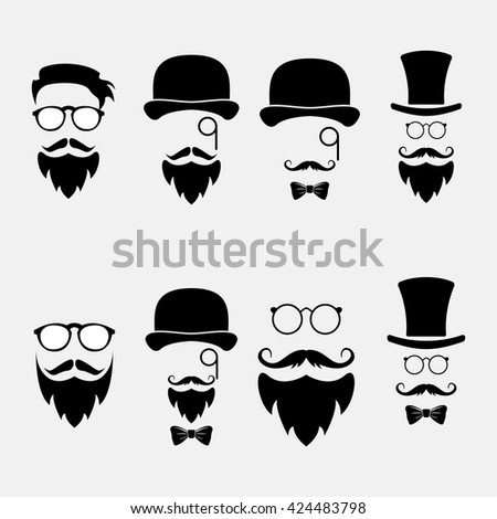 Retro gentleman icon set.